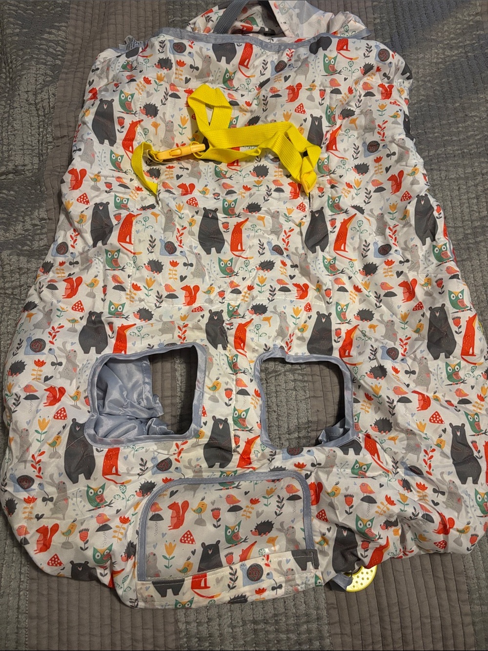 Forest Friends Shopping Cart Cozy Cover - White with Red & Gray Print